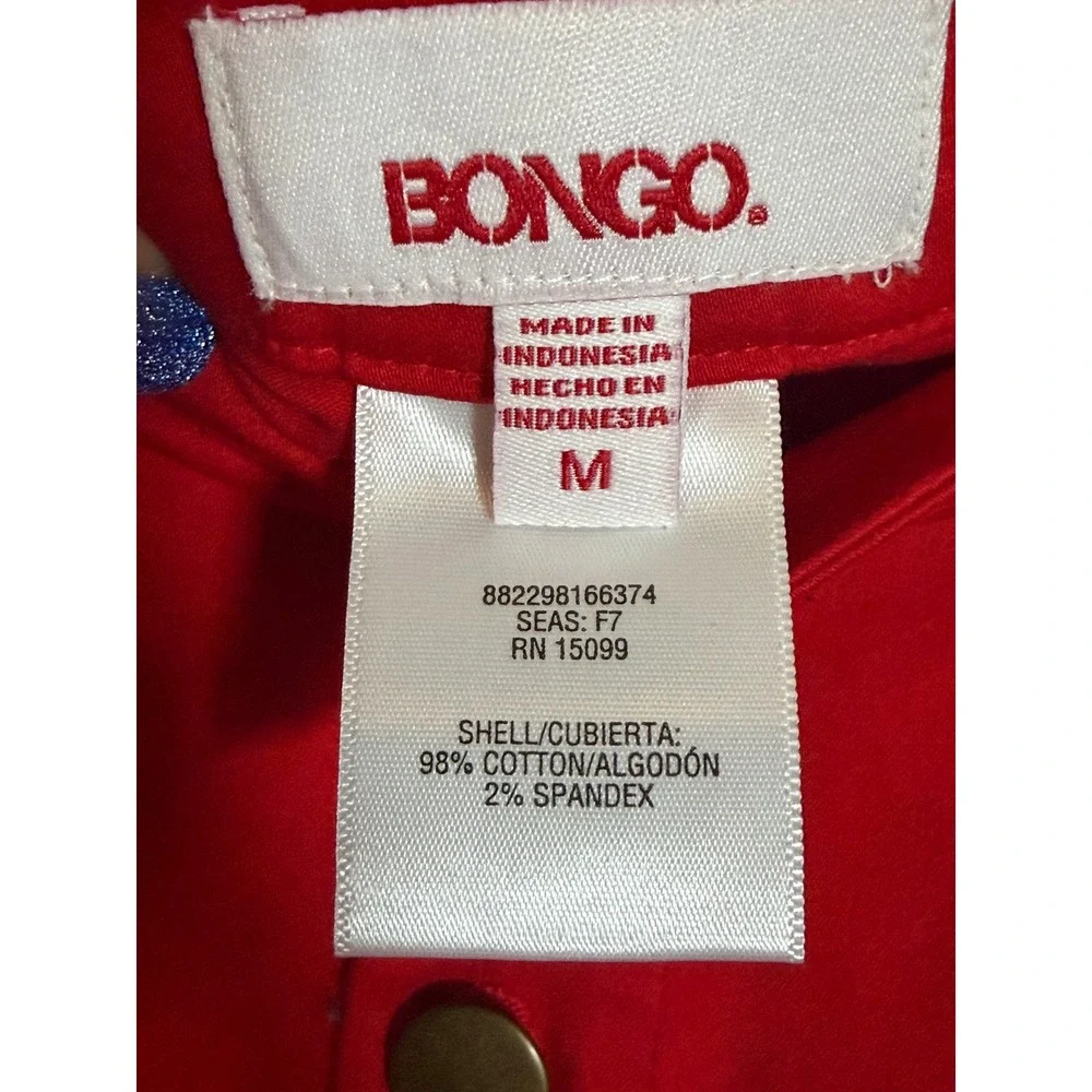 Bongo VNTG Red Button Front A Line Mini Skirt Women's Size Medium Cotton Spandex